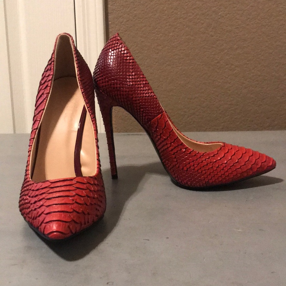 BY The Way. Red snakeskin heels NWOB